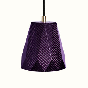 Guzzetti purple tinted carbon fibre pendant with gold fittings